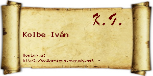 Kolbe Iván névjegykártya