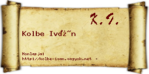 Kolbe Iván névjegykártya